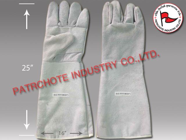 ถุงมือหนังท้องติดซับทนความร้อน ยาวรวม 24" LG-TBS16"-W